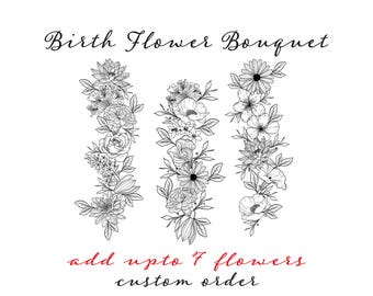 Custom Family Birth Flower Tattoo Design: Minimalist A4 (Digital Download)