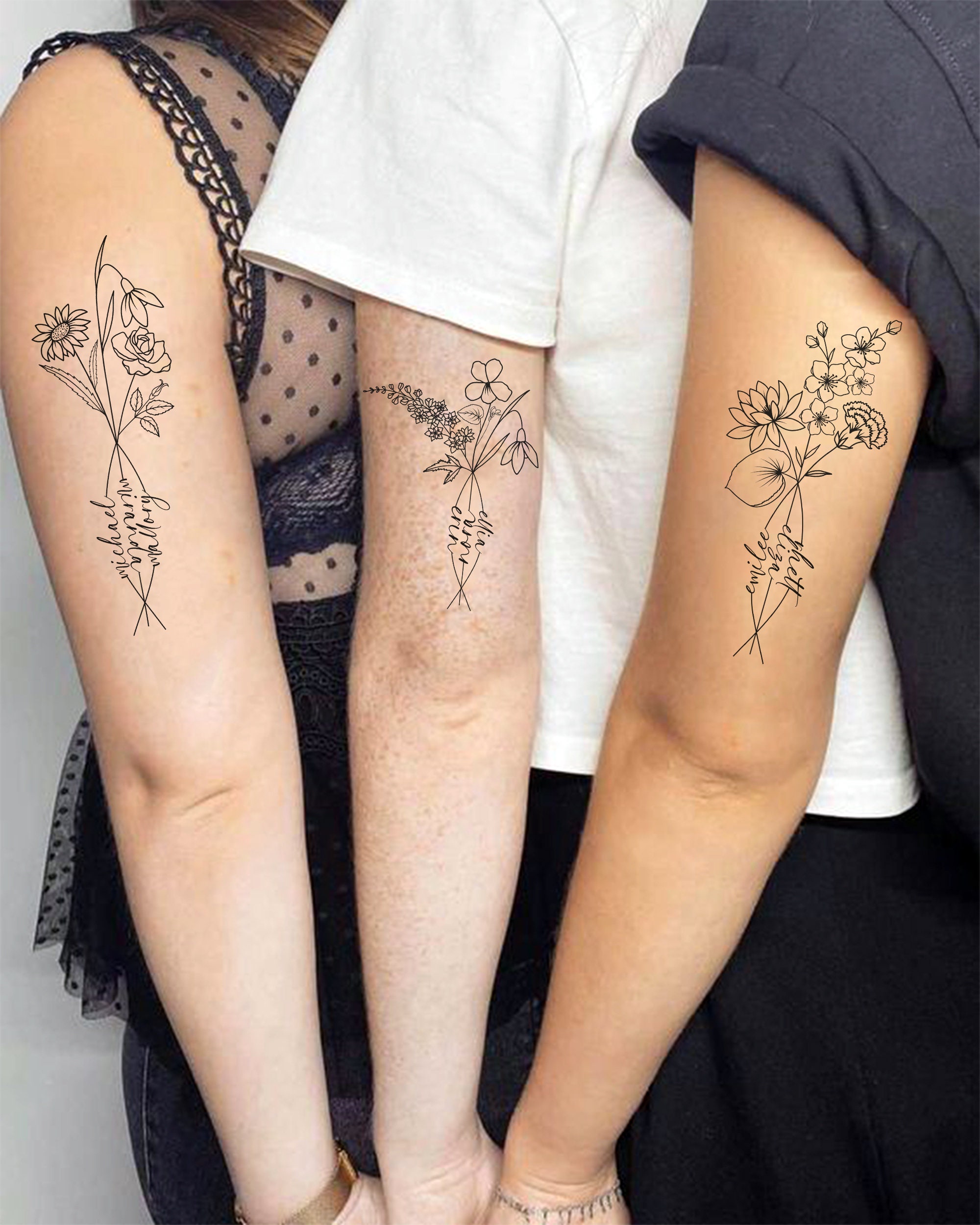 3 Flower Tattoos on Arm: A Meaningful Tribute