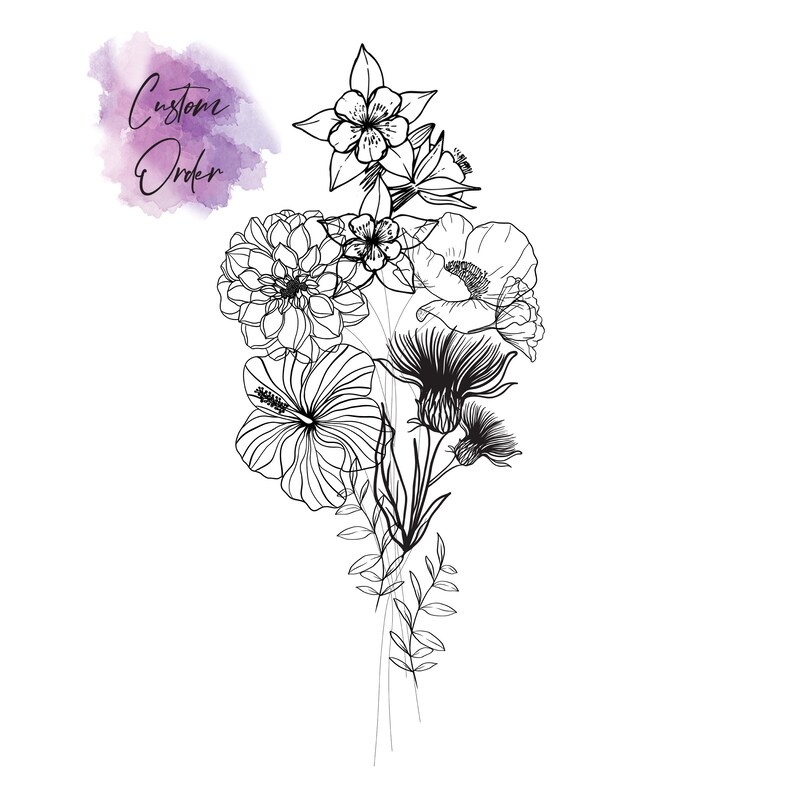 DIGITAL Custom Family Birth Flower Bouquet / Custom Birth Etsy