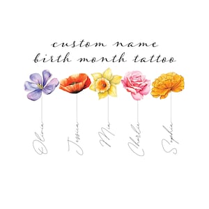 Custom Name Design, Tattoo Design Custom, Birth Flower Tattoo, Tattoo Commission png, Realistic Flower Designs , Digital File PNG