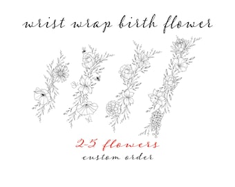 Birth Flower Tattoo Design: Family Keepsake, Minimalist A4 (Digital Download)
