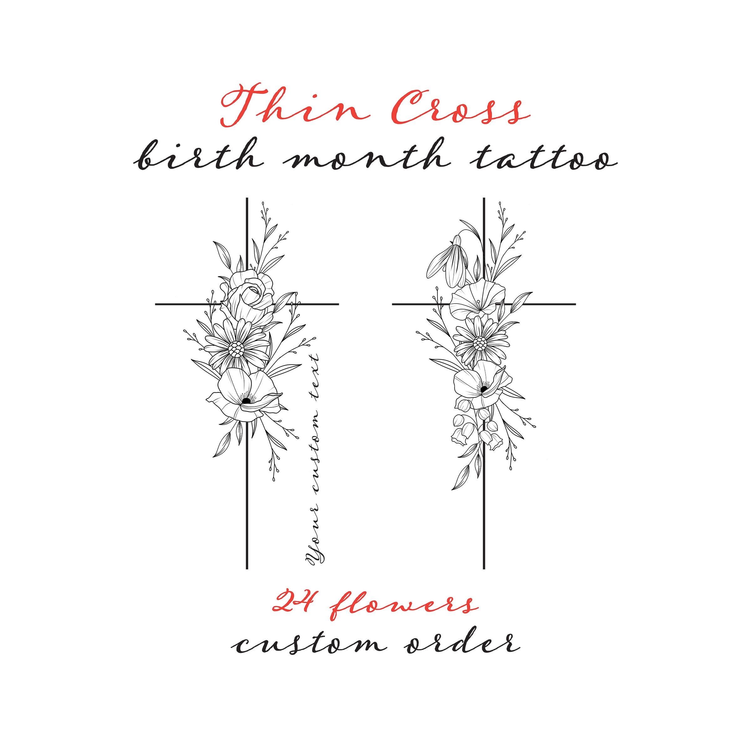 Thin line flower tattoo - Etsy België, image size:2400x2400