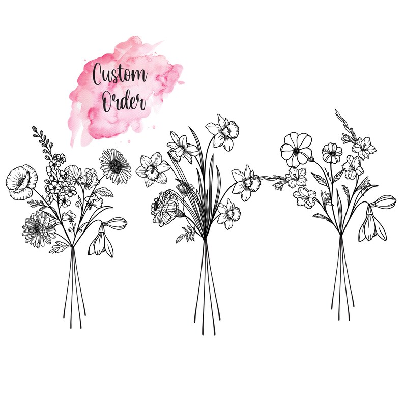 DIGITAL Custom Family Birth Flower Bouquet / Custom Birth Etsy