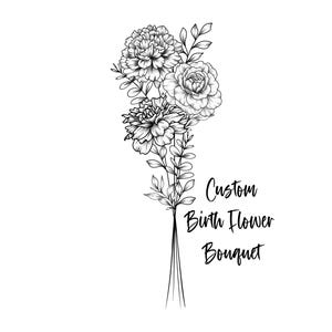 DIGITAL Custom Family Birth Flower Bouquet /Family Birth Month Tattoo Design/ Minimalist Design/ Birth Flowers Line Art Print / A4 !!