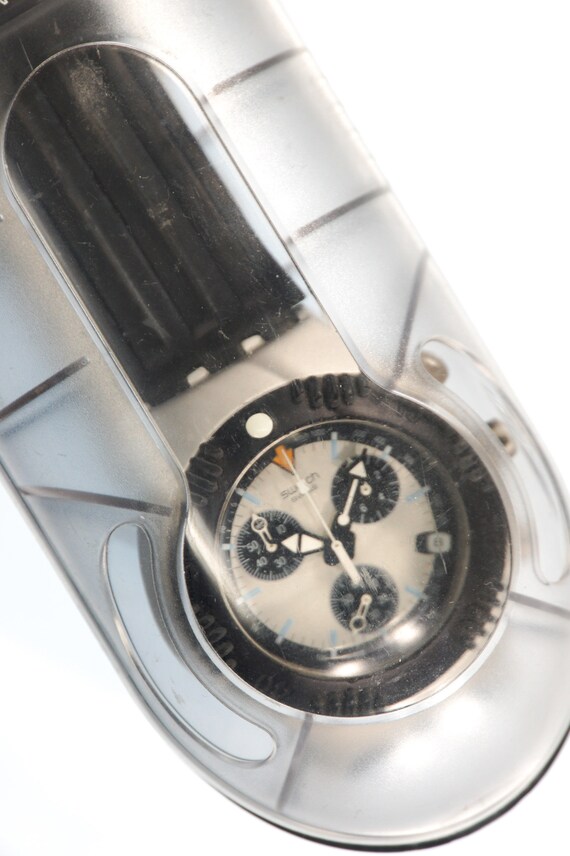 Swatch Irony Scuba 200 Chrono YBS4002 SINE CURVE unworn in Swatch box with New battery