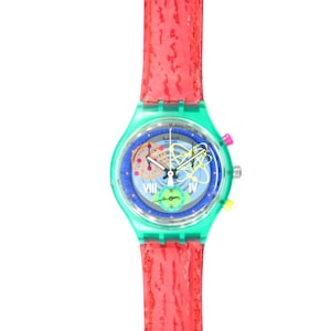 NEU: 1993 Vintage Swatch &quot;PINK SPRINGS&quot;, scl103, ungetragen, in Swatch Box, mit neuer Batterie