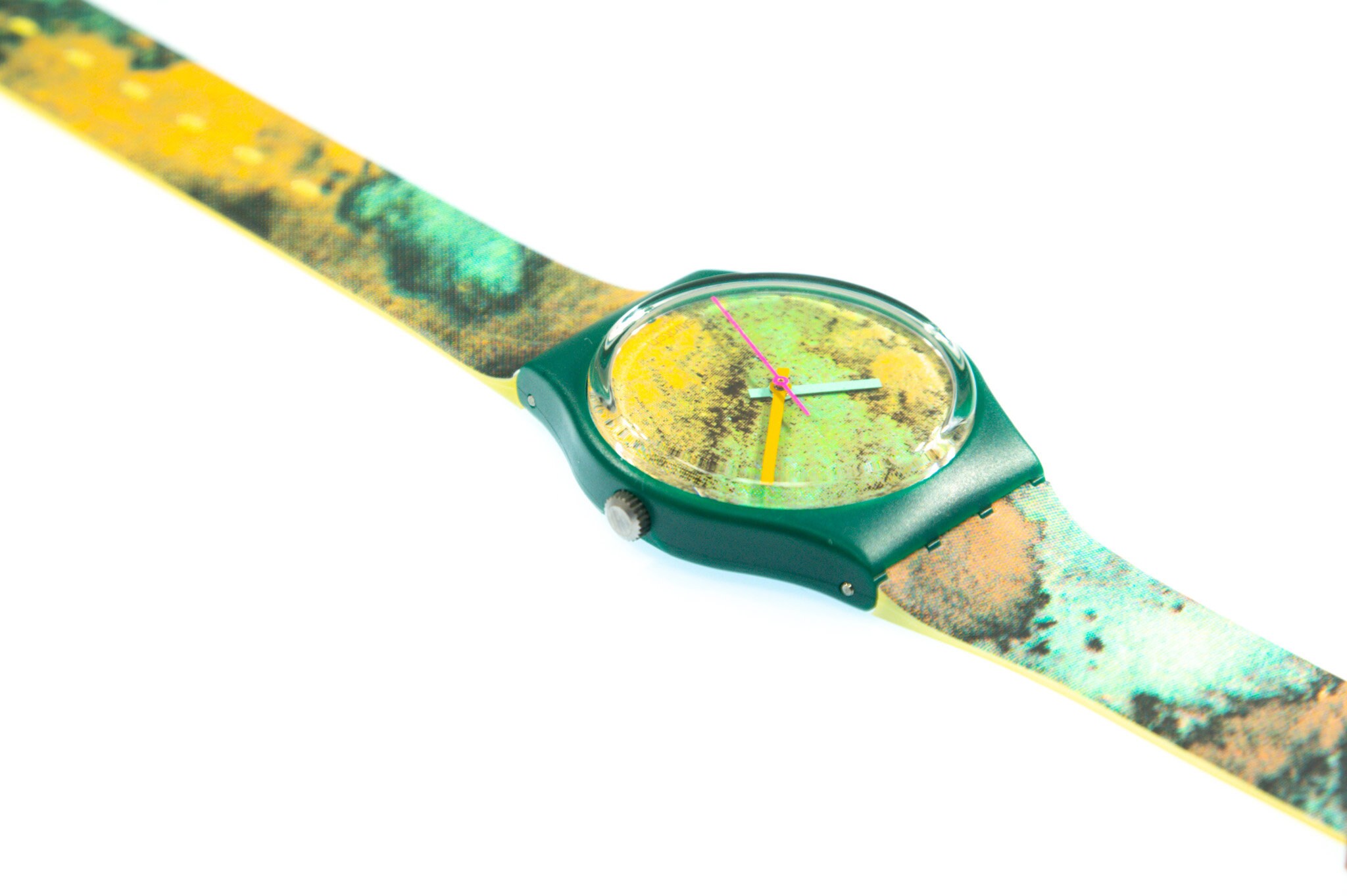 Vintage Swatch Quartz Watch 1988 OLD BOND  GG102 Green Abstract New Wave Swiss SOTD: GW402 “Green Wave” from 1988 : r/swatch main image 2