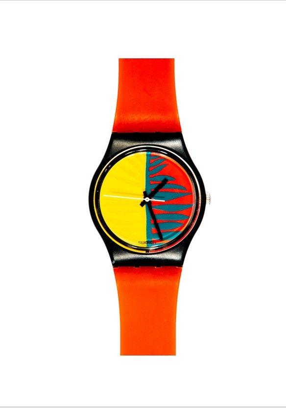 1987 Colorful Funky Retro Swatch Watch for Men & Women, Blue