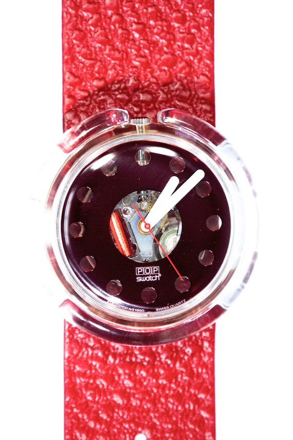 NEW:1991 Vintage Pop Swatch "SECRET RED", PWK142,… - image 2