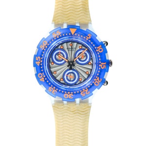 1994 Vintage Swatch &quot;SILVER MOON&quot;, SBK100, unworn, in Swatch box, with new battery