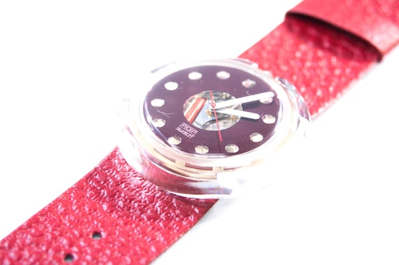 NEW:1991 Vintage Pop Swatch "SECRET RED", PWK142,… - image 7
