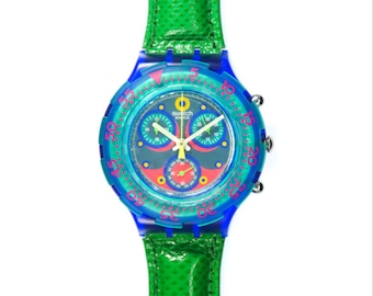 1993 Vintage Swatch Aqua Chrono "BLUE SKY", SBN100, sin usar, en caja Swatch, con batería nueva