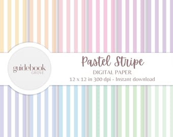 Pastel Stripe Digital Paper Pack, Coquette Patterns, Preppy Backgrounds, Seamless Designs, Scrapbooking, Baby Shower Printable