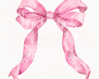Watercolor Pink Pastel Coquette Bow Clipart, Minimal Girly Preppy Soft Girl Bridal Ribbon, Cute Light Pink Bow PNG
