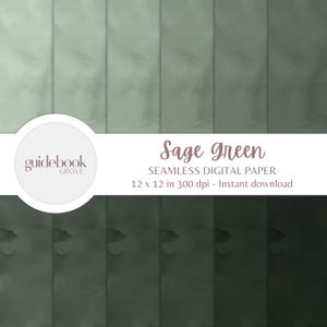 May include: Seamless digital paper pattern in a sage green color. The paper is 12 inches by 12 inches and 300 dpi. The text "Sage Green" and "SEAMLESS DIGITAL PAPER" is displayed on the image.