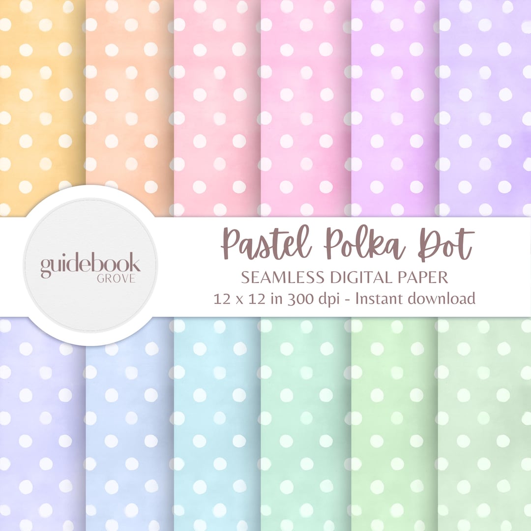 Pastel Polka Dot Watercolor Digital Paper Pack Pastel Rainbow Hues ...