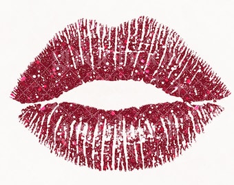 Puede incluir: Una audaz huella de beso de lápiz labial rojo con una textura brillante. Los labios son llenos y definidos, sobre un fondo blanco. La impresión tiene un patrón de cuadrícula, agregando un elemento visual único. El efecto general es glamuroso y llamativo.