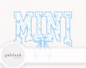 Blue Toile Mini Coquette Pattern PNG – Blue Chinoiserie Bow Digital Paper INSTANT DOWNLOAD