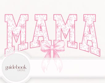 Pink Toile Mama Coquette Pattern PNG – Pink Chinoiserie Bow Digital Paper INSTANT DOWNLOAD