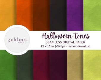 Watercolor Halloween Digital Paper Pack – Seamless Fall Hues, Printable Scrapbook Backgrounds, Autumn Decor Textures