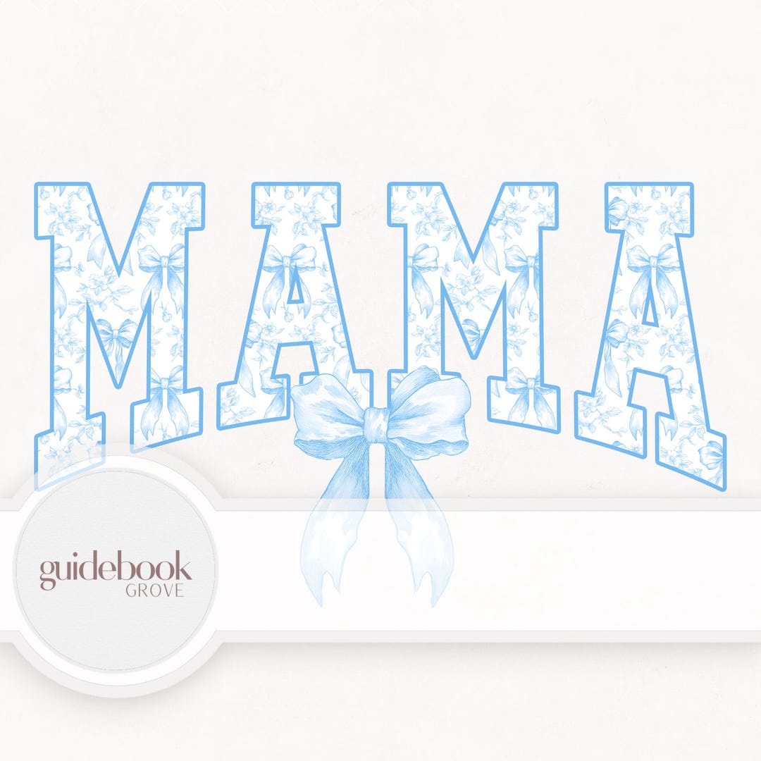 Blue Toile Mama Coquette Pattern PNG – Blue Chinoiserie Bow Digital ...