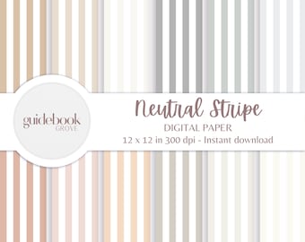 Stripe Seamless Pattern, Boho Digital Paper File, Neutral Aesthetic Backgrounds, Retro Check Design, Printable Fabric, Commercial Use