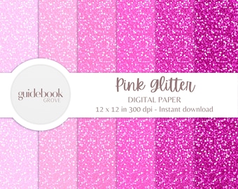 Pink glitter digital paper, Scrapbook paper, glitter paper, Printable glitter paper, glitter background, Pink glitter scrapbook paper