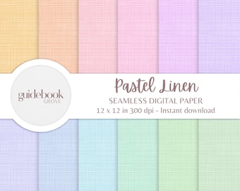 Pastel Linen Watercolor Digital Paper Pack Pastel Rainbow Hues Seamless Pattern Printable Scrapbook Paper background Soft tones texture
