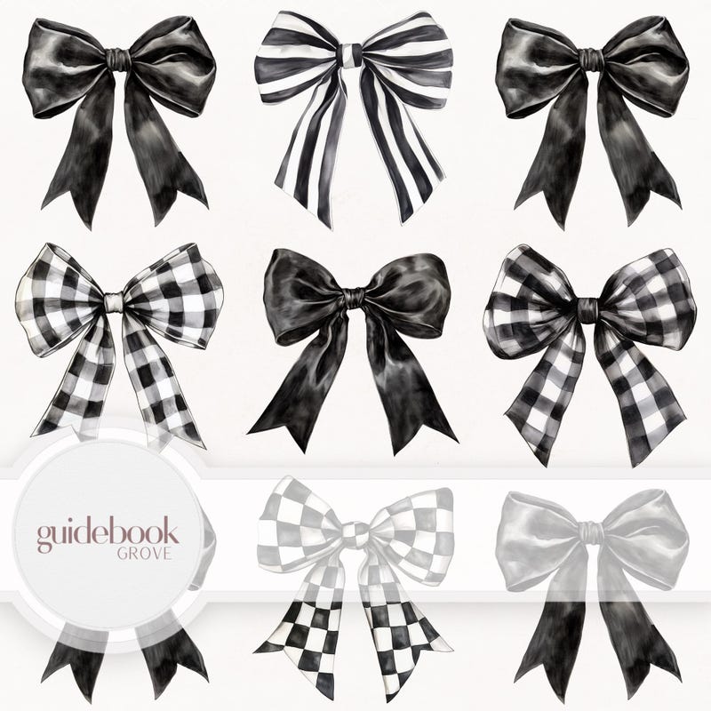 Checkared Pattern Bow Black & White Checkered Pattern - Etsy