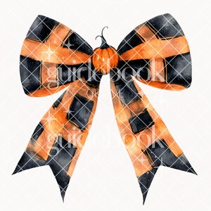 Watercolor Plaid Pumpkin Bow clipart, Fall Clipart, Thanksgiving Clipart, Fall, Preppy, Coquette, Woodland, Autumn Clipart, PNG