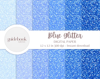 Blue glitter digital paper, Scrapbook paper, Printable glitter paper, Sparkle background, Blue glitter paper, Printable glitter paper