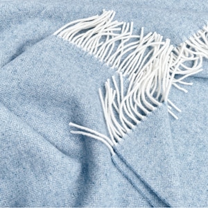 Ocean  Blue large cashmere and merino blanket 140X200