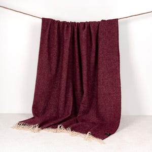 Burgundy Red Pure Wool Blanket Throw: Hypoallergenic, Eco-wool image 3