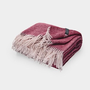 Pure Lambswool Thick Blanket Large and Light in Red Wine colour