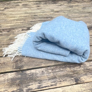 Pacific Blue large 100% wool sofa throw very lightweight