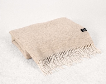 NEW! Pure Wool Blanket Throw in Earthy Beige