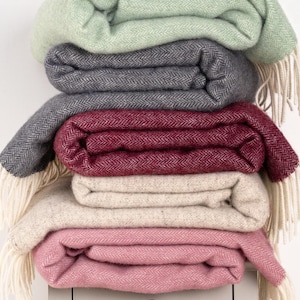 Burgundy Red Pure Wool Blanket Throw: Hypoallergenic, Eco-wool image 10