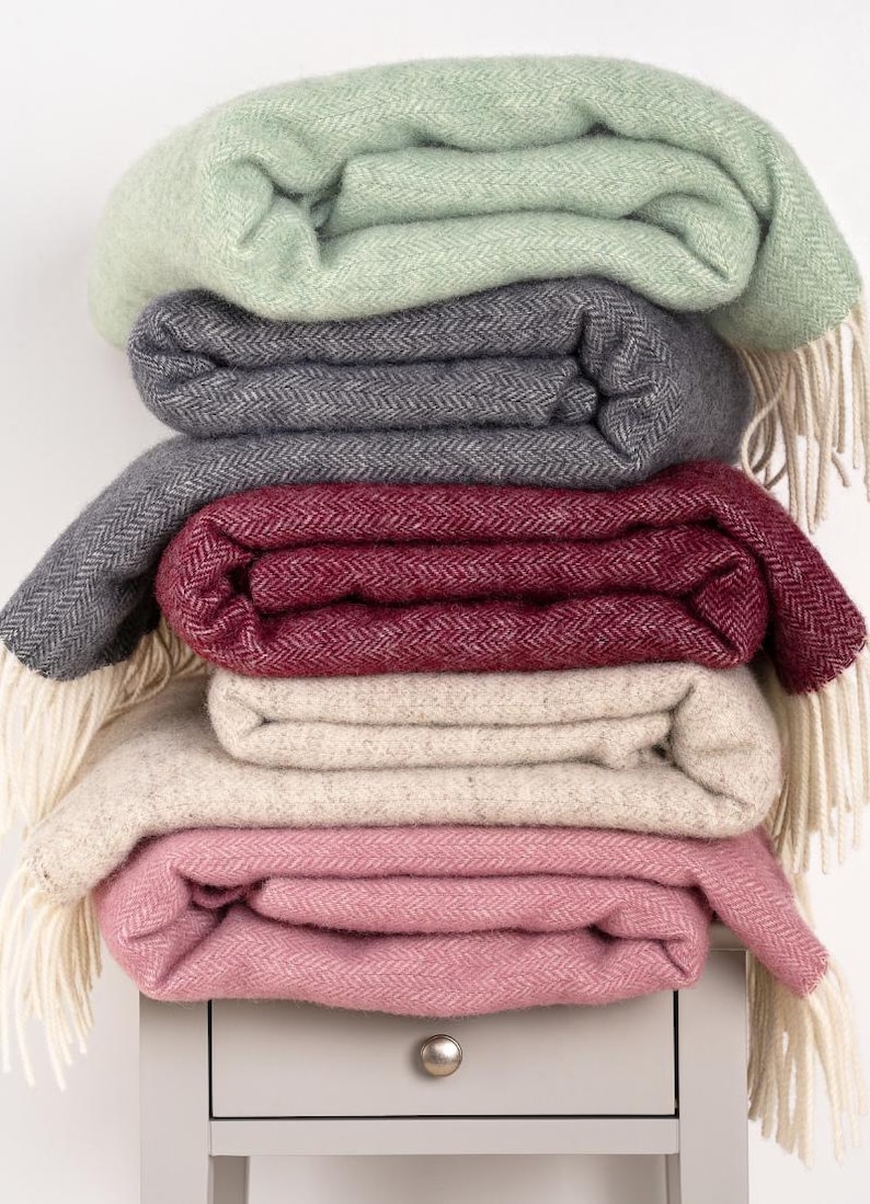 Burgundy Red Pure Wool Blanket Throw: Hypoallergenic, Eco-wool image 10