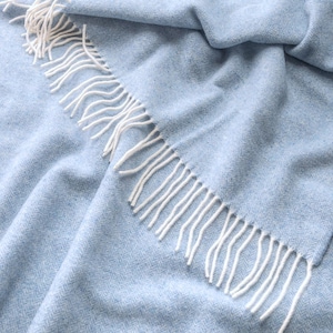 Soft Ocean Blue Sofa throw herringbone pattern