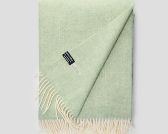 NEW! Pure Wool Blanket Throw in Mint Green