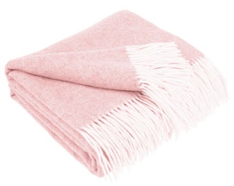 Blush Pink Cashmere - Merino Wool Blanket, Rose Double bed Throw, Large sofa Throw plaid, Oeko-Tex Standard 100 certified