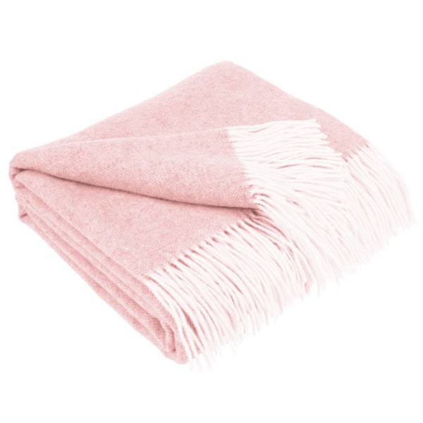 Blush Pink Cashmere and Merino Wool Blanket Rose Double bed Throw Large sofa Throw 100% Wool, Oeko-Tex Standard 100 certified