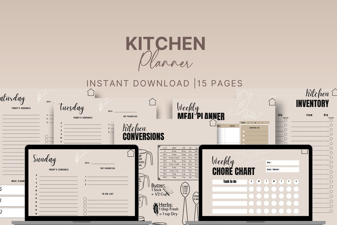 PRINTABLE Kitchen Planner Weekly Planner Meal Planner - Etsy