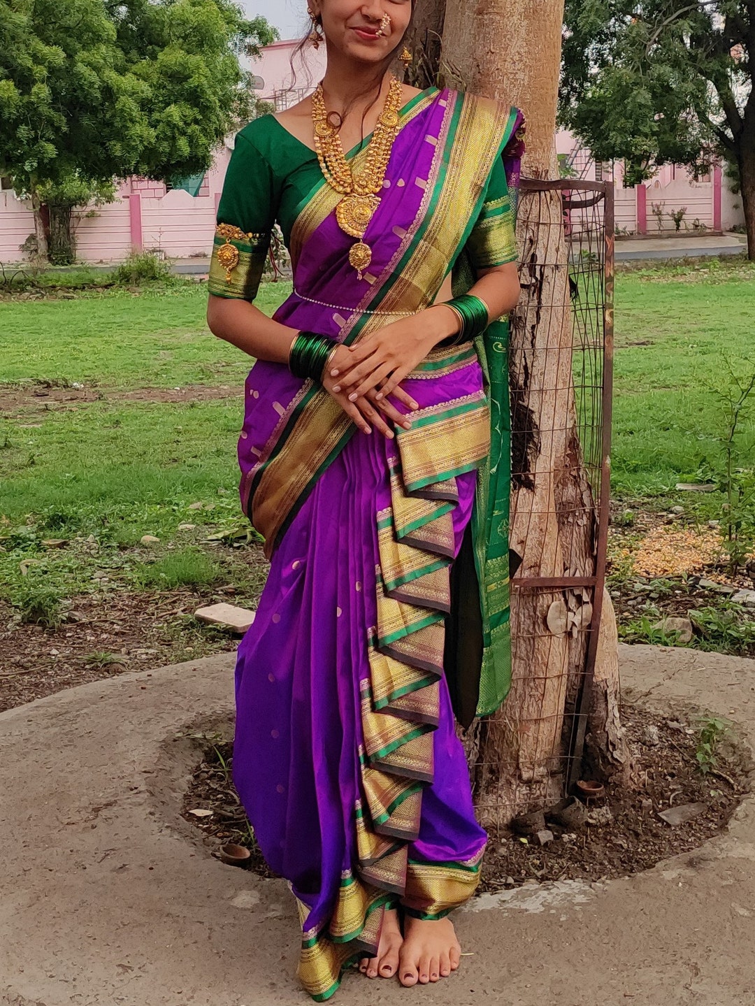 Traditional Maharashtrian Stitched Nauvari Saree - Etsy Traditional Maharashtrian Stitched Nauvari Saree - Etsy