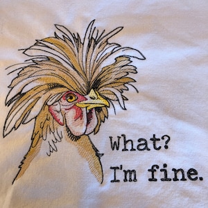 Strofinaccio da cucina ricamato a mano con tema pollo, umorismo da cucina, regalo da fattoria, sotto i 20 dollari, strofinaccio da cucina divertente con pollo