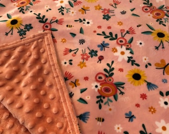 Handmade Soft Baby Blanket Toddler Reversible Double Layer Minky Blanket Handmade Baby Gift for New Baby Shower Gift for Baby Nursery Decor