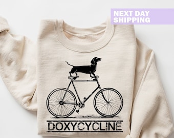 Doxycycline Pharmacy Pun Sweatshirt, Dachshund on Bicycle Pharmacists Shirt, Veterinary Pharmacists Technicians Sweatshirt, Pharmacy Hoodie