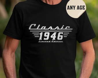 80th Birthday Gift for Men, 80th Birthday Shirt, Born in 1946 T-shirt, Classic Car Lover, 80th Bday, Dad Birthday Grandpa Turning Eighty Tee