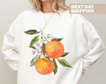 Vintage Orange Sweatshirt, Art Graphic Fruit Sweatshirt, Pastel Drawing Oranges Shirt, Foodie Vintage Graphic Shirt, Aesthetic Fruit Shirt