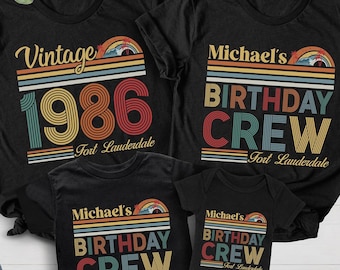 Vintage 1986 Shirt Matching Birthday Crew Tee Shirts, Custom Birthday Trip Shirt, Family 40th Birthday Party Shirt, Retro Bday Group Outfits